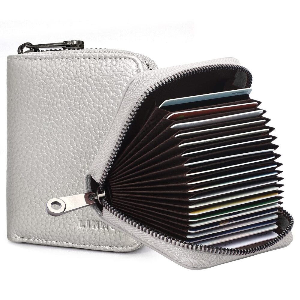 1128 RFID 20 Slots Credit Card Holder Leather Small Wallet or with Zipper